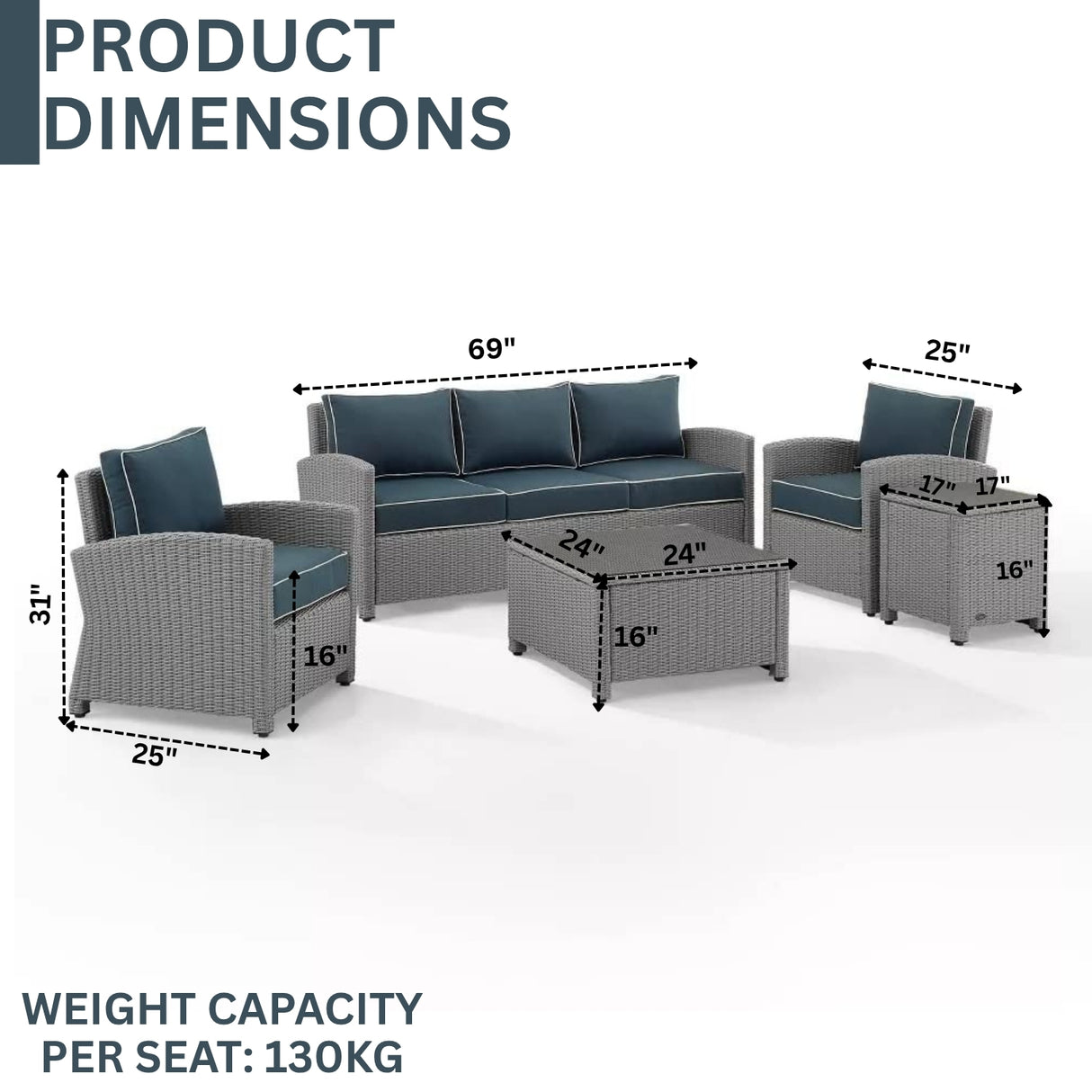 Outdoor Wicker 5-Seater Sofa Set