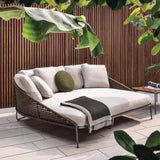 Outdoor Rope Patio Furniture Daybed (Brown and Cream)