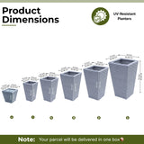 Tall Tapered Set of 6  Outdoor Wicker Planter (Silver Grey)