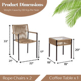 Outdoor Rope 3-Piece Patio Set (Beige)