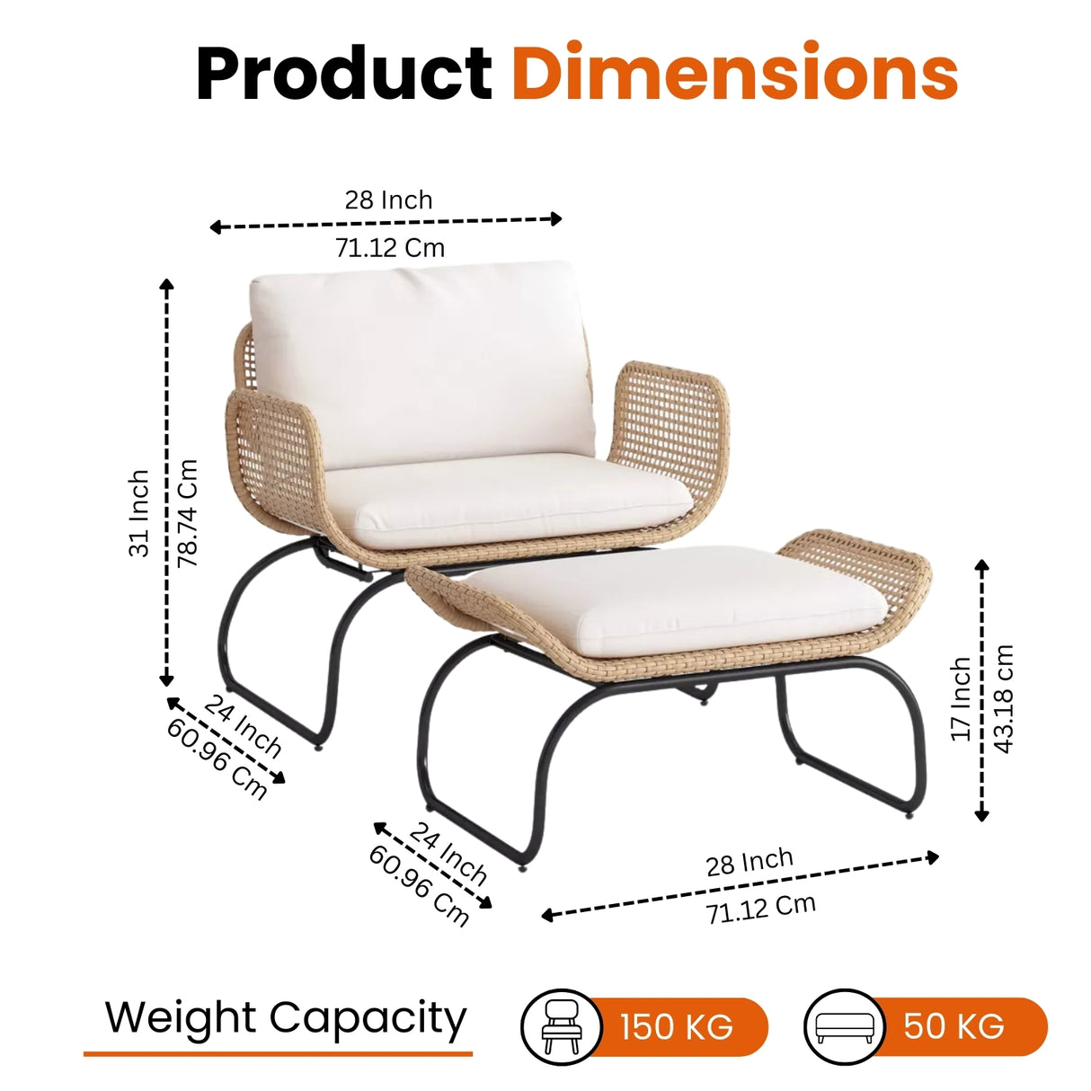 Outdoor Wicker 4-Piece Patio Set With Footrest
