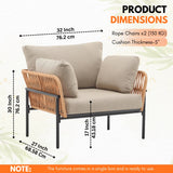 Outdoor Rope 2-Piece Single Seater Sofa (Beige & Cream)