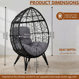 Outdoor Black Rattan Lounge Accent Egg Chair