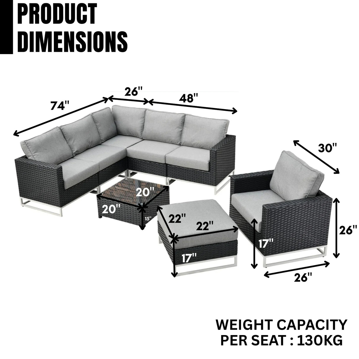 Outdoor Rattan Wicker 7-Seater Sofa Set