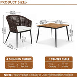 5-Piece Outdoor Patio Dining Set With Wooden Tabletop