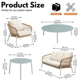Outdoor 5 Seater Rope Conversation Sofa Set (Beige & Cream)