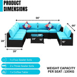 Outdoor Garden Conversation Sofa Set (Black/Sky-Blue)