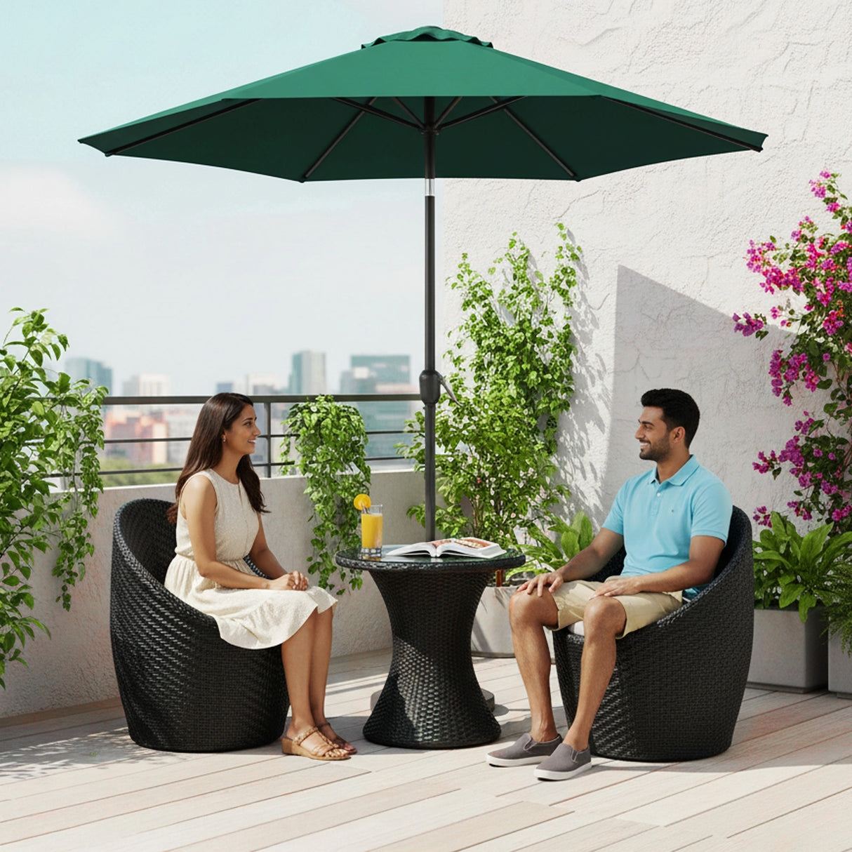 Outdoor Rattan Wicker 3-Piece Conversation Set