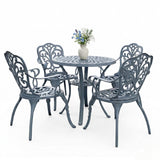 Outdoor Cast Aluminum 5-Piece Patio Conversation Set (Grey)