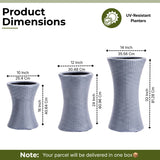 Outdoor Hourglass Design Set of 3 Wicker Planters (Silver Grey)