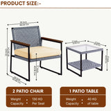 Outdoor 3-Piece Wicker Patio Set(Silver & Cream)