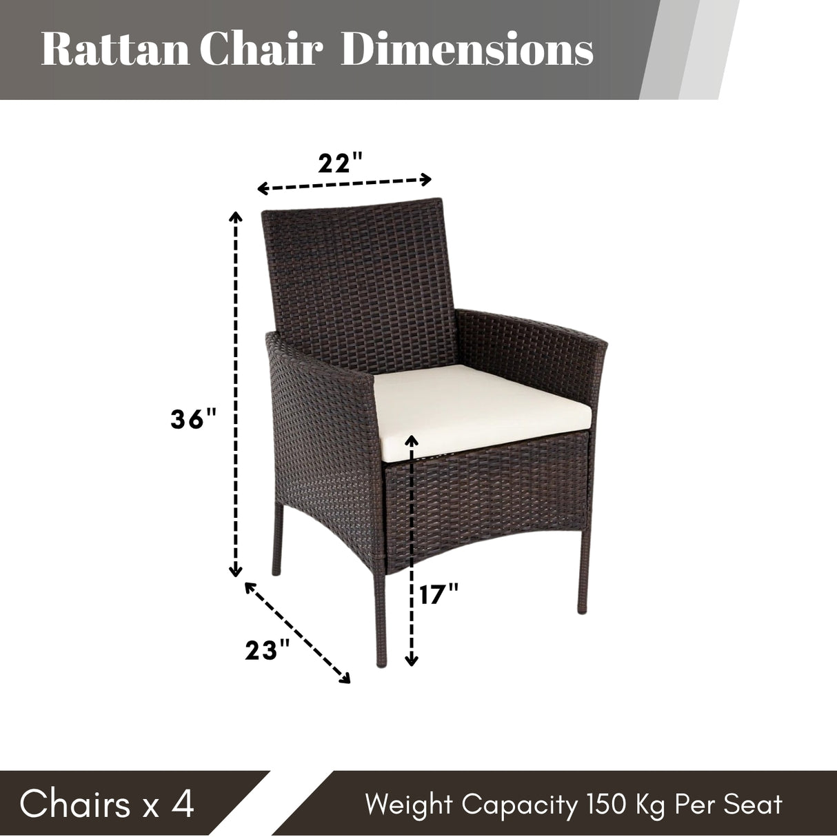 4-Piece Outdoor Rattan Wicker Patio Dining Chairs
