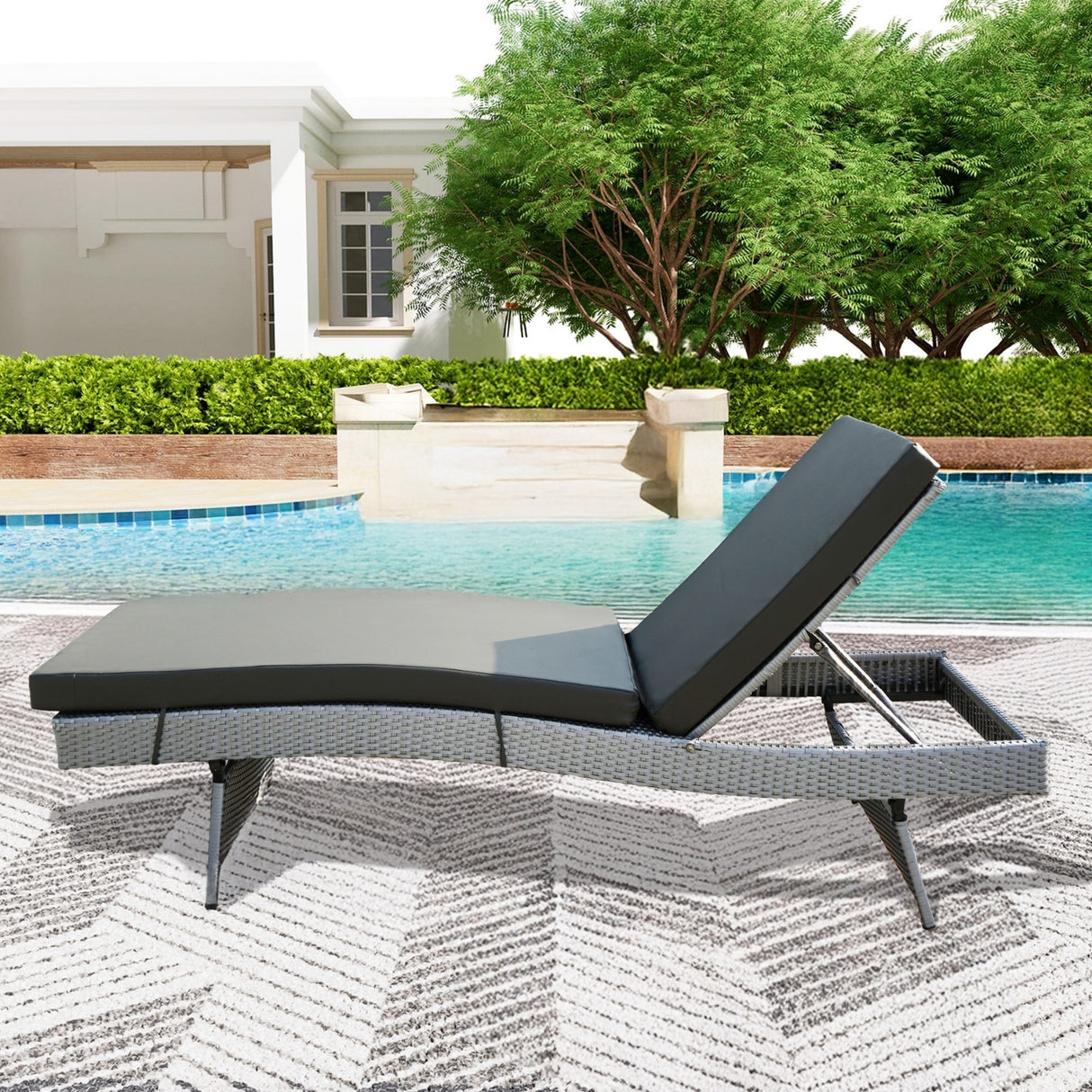 Outdoor All-Weather Wicker Lounger with Cushions