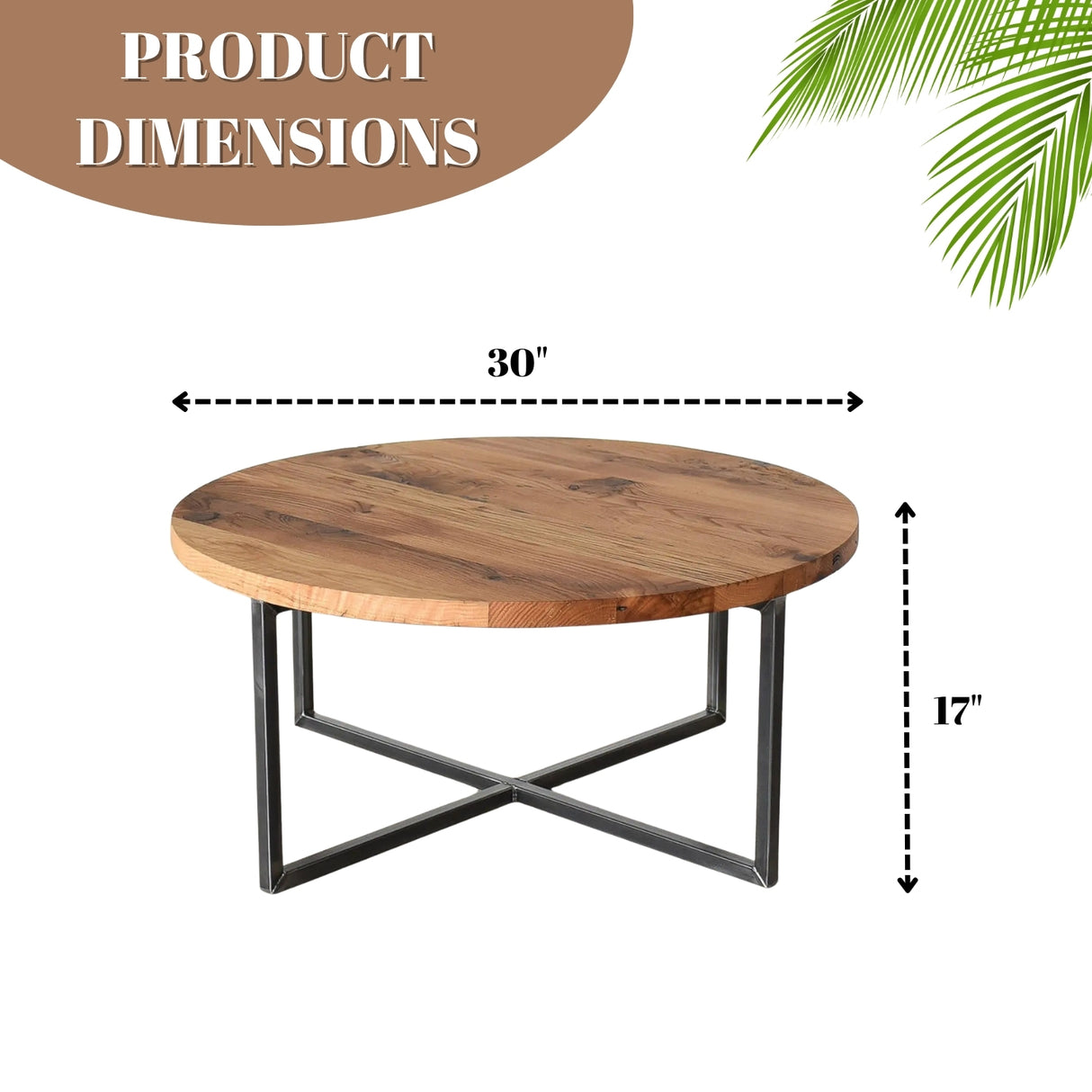 Sheesham Wood Top Round Coffee Table