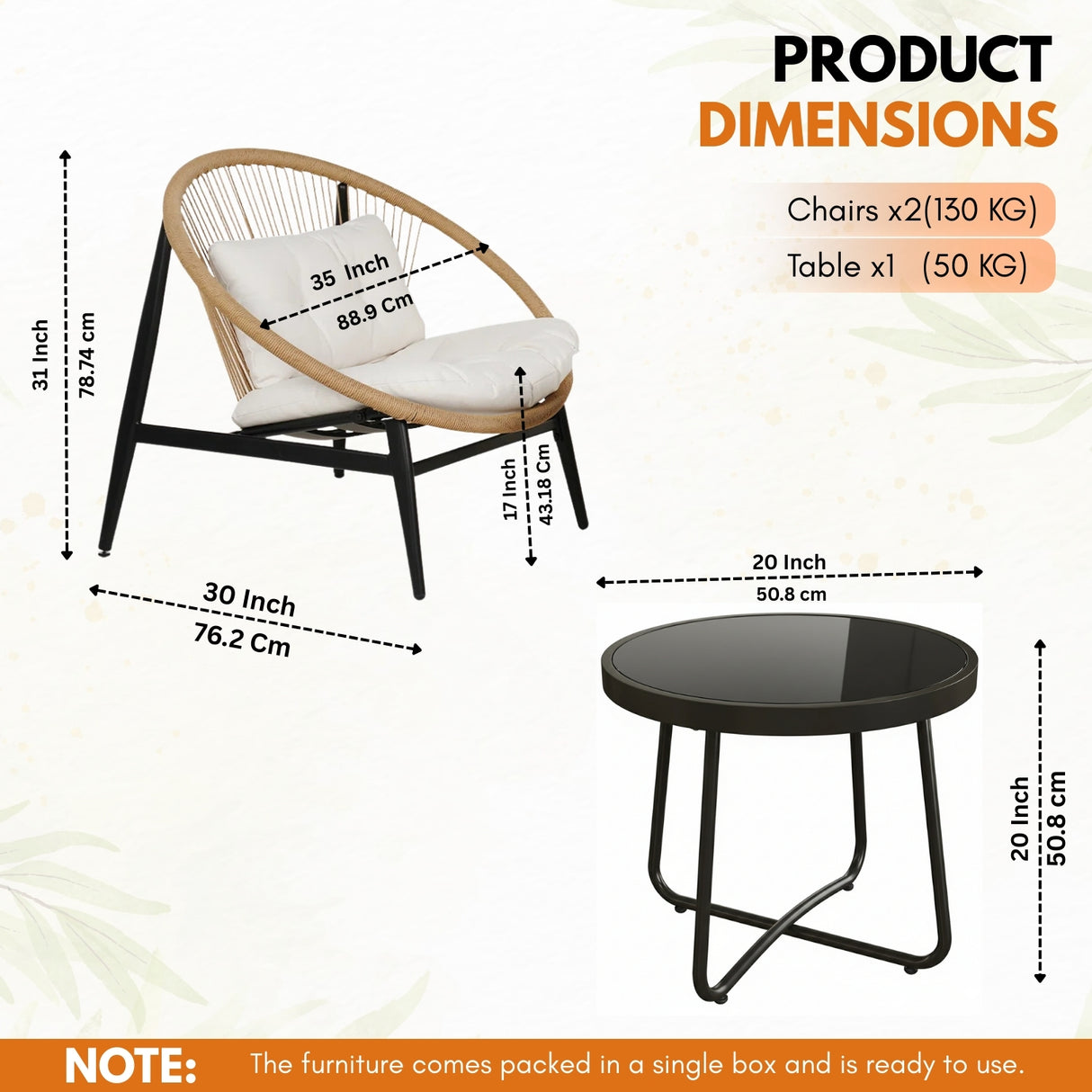 3-Piece Outdoor Patio Bistro Set