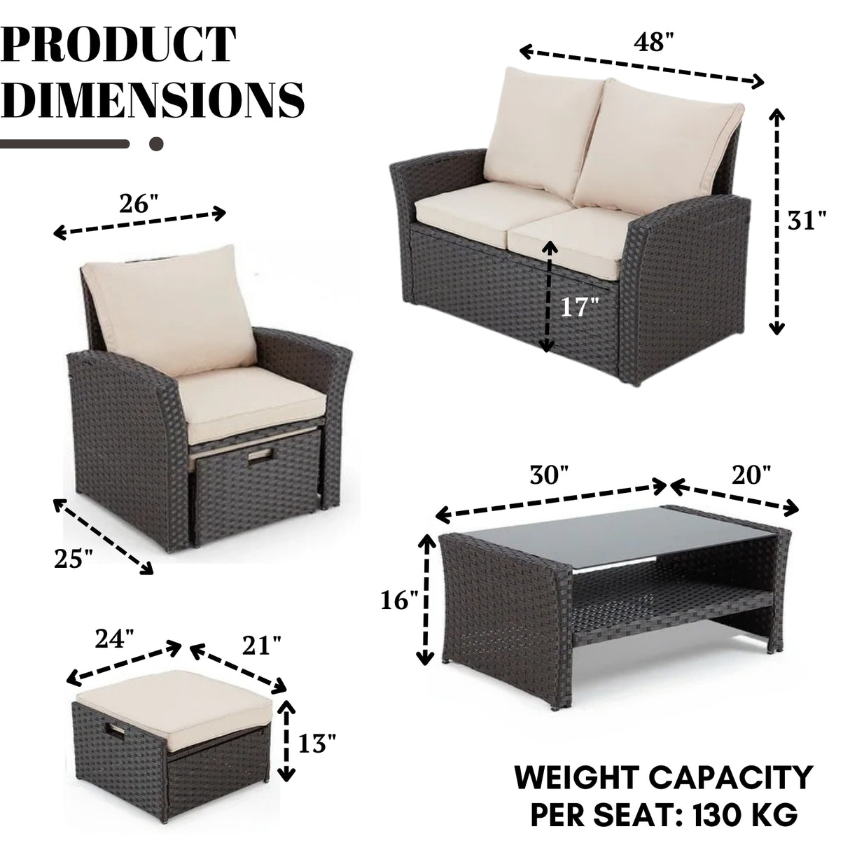 Outdoor All-Weather Wicker 6-Piece Sofa Set