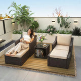 Outdoor Wicker 5-Piece Patio Sofa Set