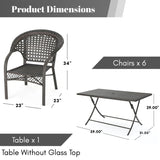 7-Piece Outdoor Rattan Wicker Dining Table Set