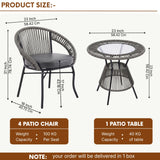 Outdoor 4-Seater Patio Rope Conversation Set (Grey & Dark Grey)