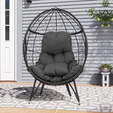Outdoor All-Weather Wicker Egg Chair (Grey)