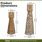 Outdoor Wicker Planter Stand Set of 2 (Beige)