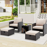 5 Piece Outdoor Patio Wicker Furniture Set