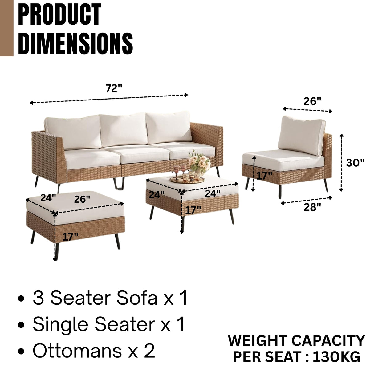 Outdoor Rattan Wicker 6-Seater Sofa Set