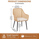2-Piece Outdoor Rattan Wicker Patio Dining Chairs