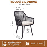 2-Piece Outdoor Rope Patio Dining Chairs