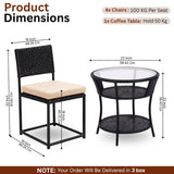 5-Piece Outdoor Wicker Patio Furniture Set (Black & Cream)