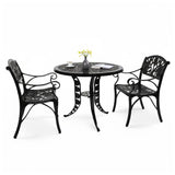 Outdoor 3-Piece Cast Aluminum Patio Bistro Set (Black)