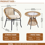 Outdoor 4-Seater Patio Rope Conversation Set (Beige & Cream)