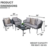 5-Seater Outdoor All-Weather Rope Sofa Set