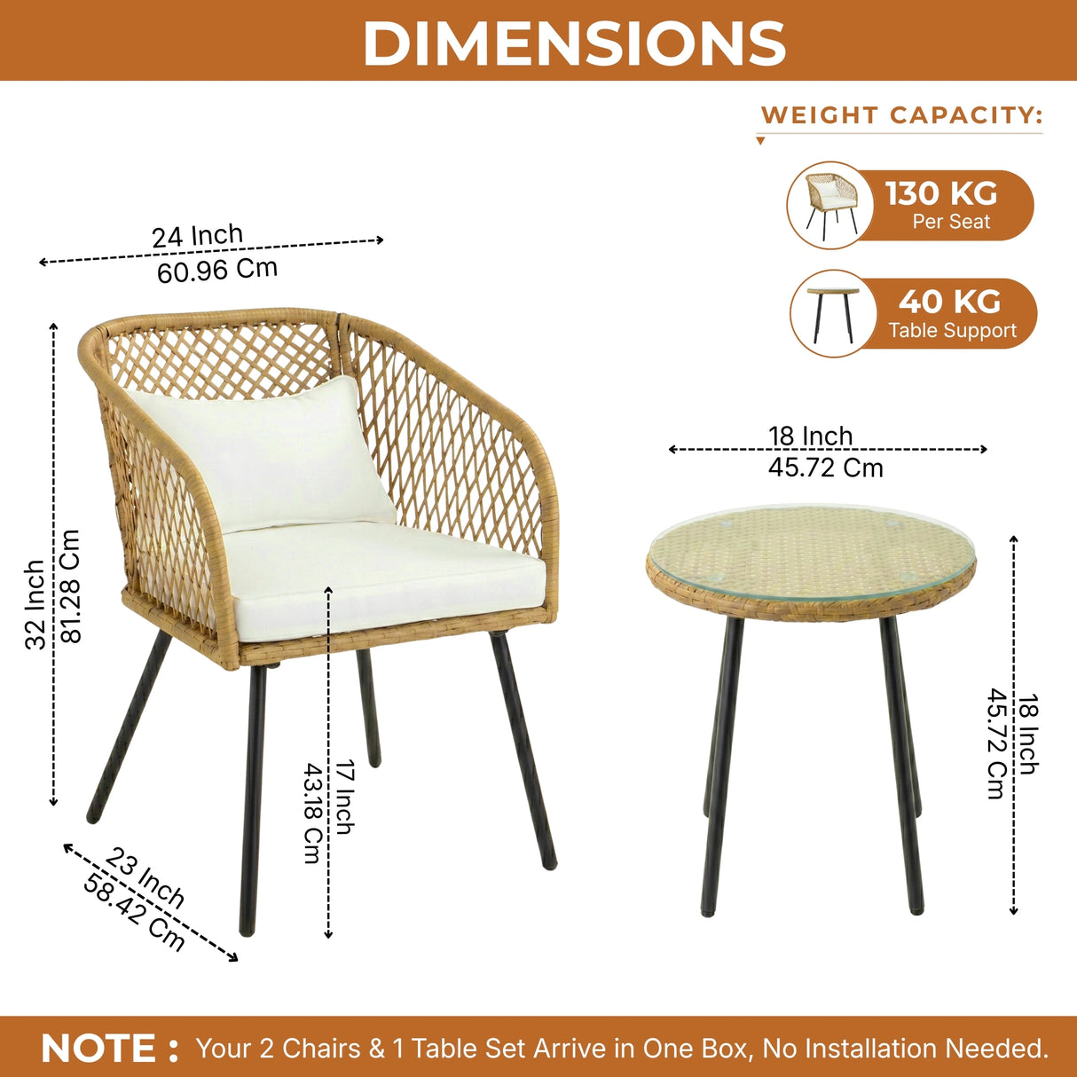 Outdoor Wicker 3-Piece Patio Set