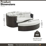 Outdoor Rattan Wicker Daybed (Dark Brown & White)