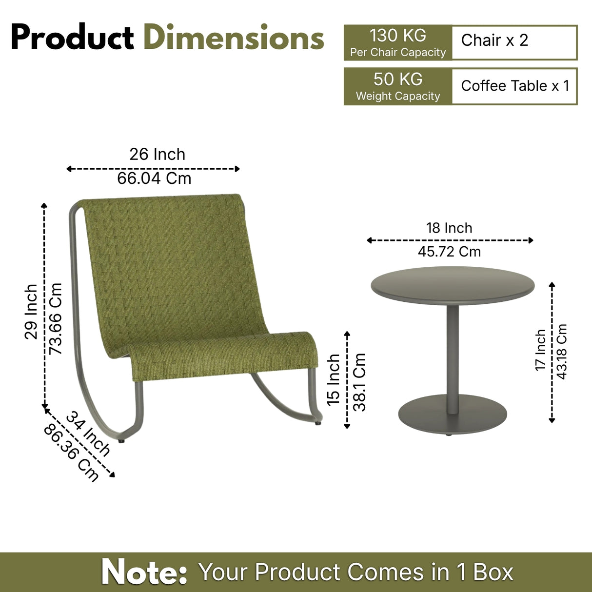 Outdoor Rope Patio Conversation Set with 2 Lounge Chairs & Round Center Table