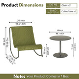 Outdoor Rope Patio Conversation Set with 2 Lounge Chairs & Round Center Table