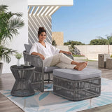 Outdoor 3 Piece Rope Patio Sofa Set (Grey)