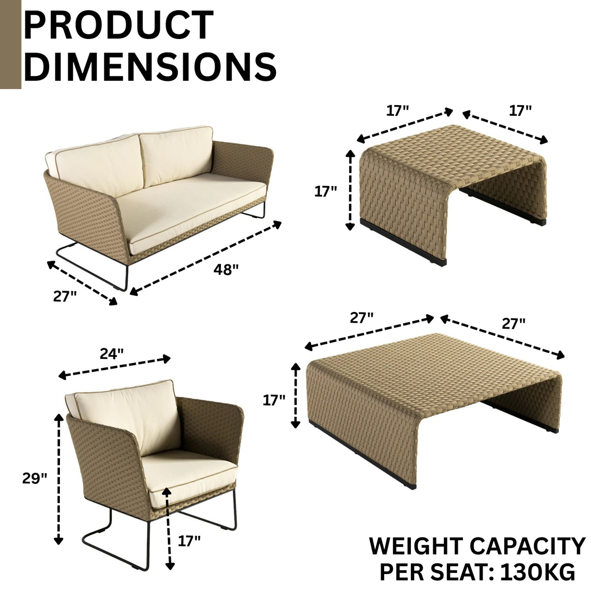 5-Piece All Weather Wicker Sofa Set