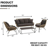 4-Piece Outdoor Rope Patio Conversation Loveseat Furniture