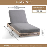 Outdoor Rope Lounger Set of 2 with Adjustable Backrest (Beige & Grey)