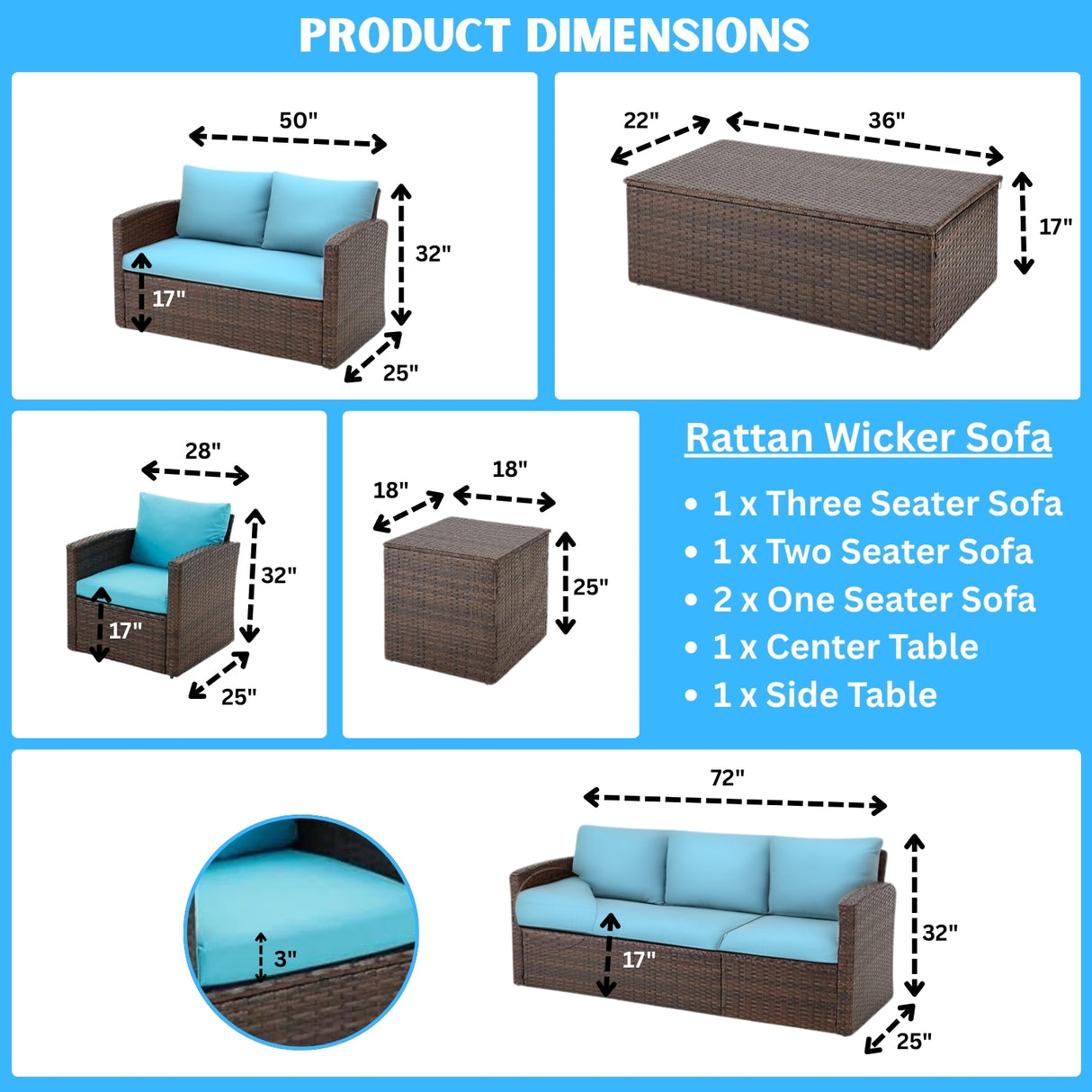 Outdoor 7-Seater Wicker Sectional Sofa Set