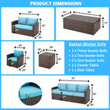 Outdoor 7-Seater Wicker Sectional Sofa Set