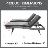 All-Weather HDPE Wicker Outdoor Chaise Lounge Chair Set of 2