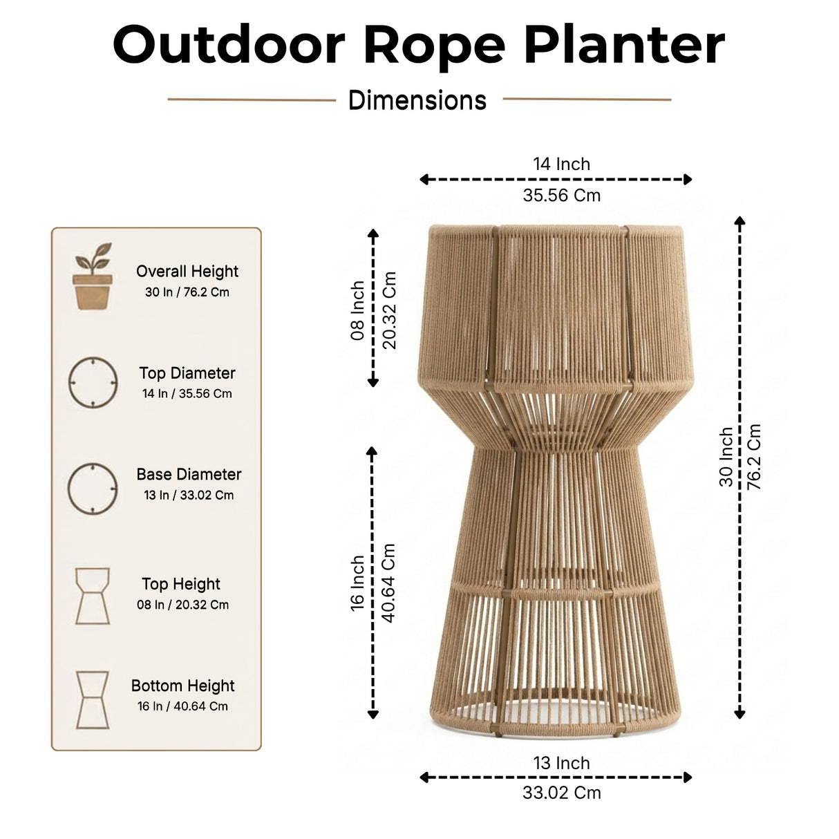 Devoko Outdoor Rope Planter Stand Set (Beige)