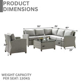 L-Shape Outdoor Wicker Sofa Set