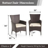 2-Piece Outdoor Rattan Wicker Patio Dining Chairs