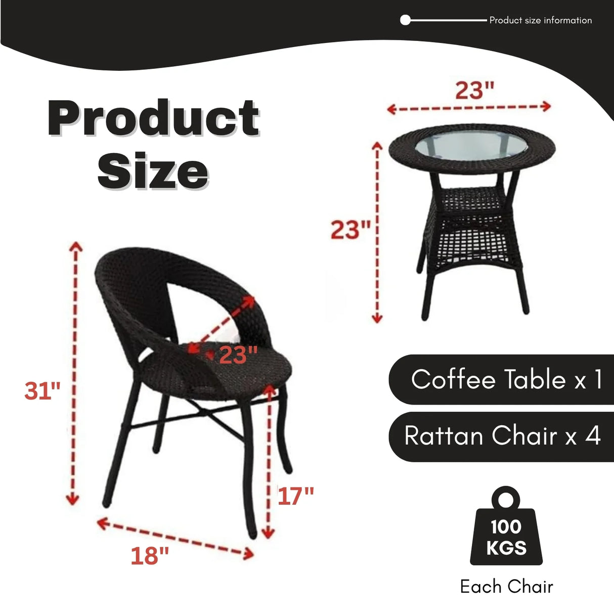 5-Piece Outdoor Rattan Wicker Patio Bistro Set
