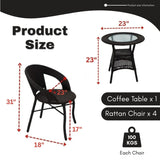 5-Piece Outdoor Rattan Wicker Patio Bistro Set