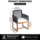 Modern Outdoor Rope Dining Chairs Set of 2 (Black & White)